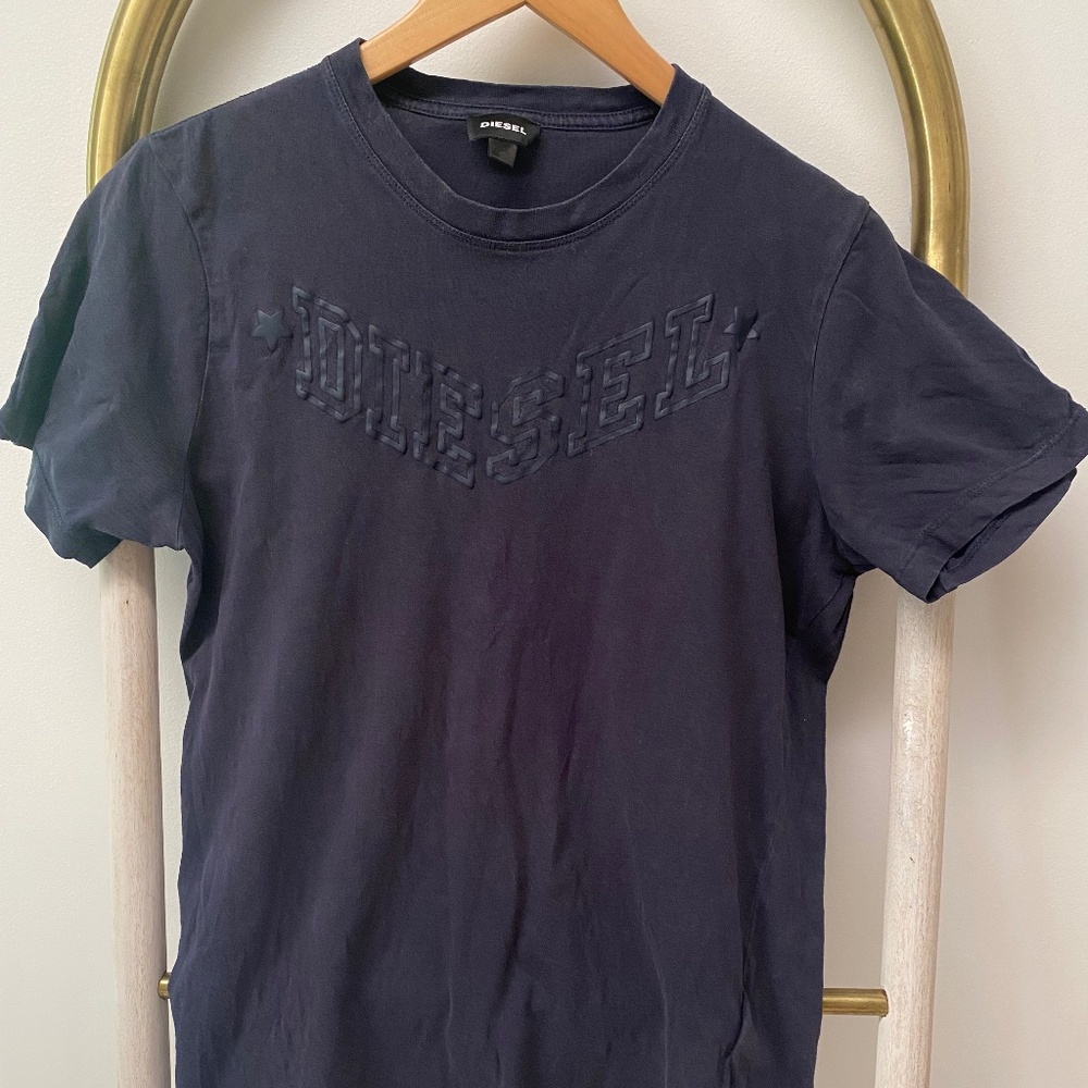 Diesel Short Sleeves Cotton Navy Basic Summer T-shirt With Logo Size S